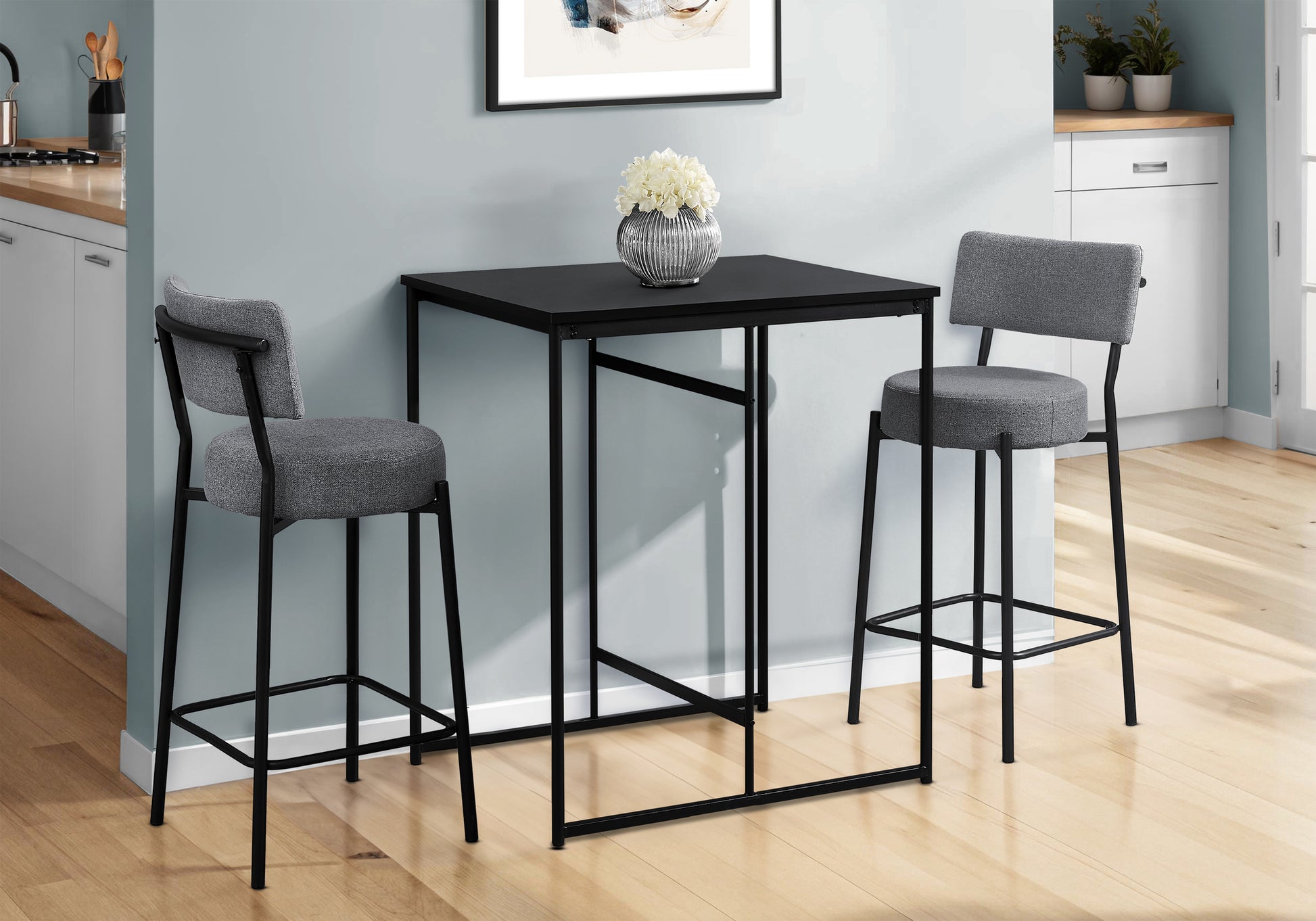 2-Piece Counter Height Barstool Set - Black Metal