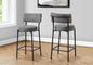 Barstool, Counter Height, Set Of 2, Kitchen, Grey Fabric, Black Metal, Contemporary, Modern