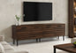 Tv Stand, 72 Inch, Console, Media Entertainment Center, Storage Cabinet, Brown Laminate, Black Metal, Transitional