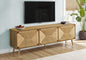 Tv Stand, 72 Inch, Media Entertainment Center, Storage Cabinet, Console, Walnut Laminate, Natural Seagrass, Mid Century, Modern