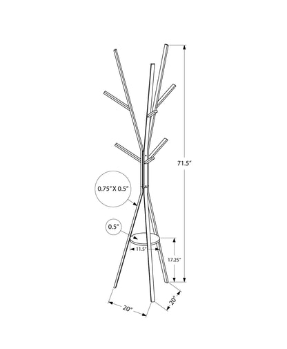 Black Metal Hall Tree Coat Rack with 6 Hooks and Shelf for Living Room
