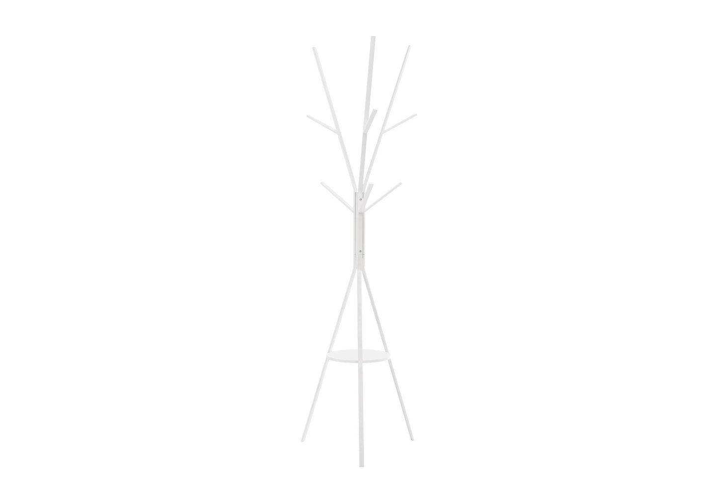 White Metal Coat Rack - 72"h, 6 Hooks, Hall Tree