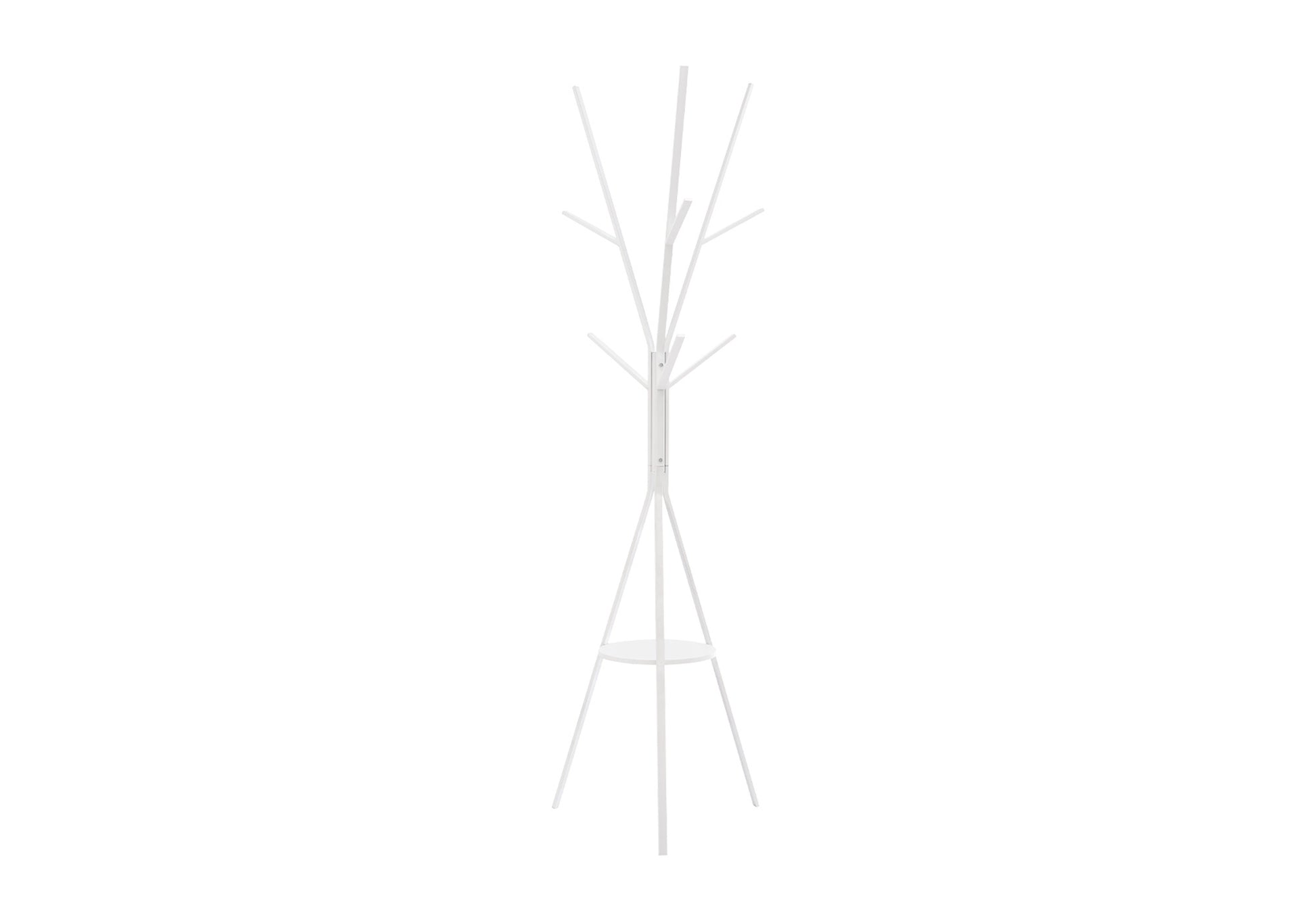 White Metal Coat Rack - 72"h, 6 Hooks, Hall Tree