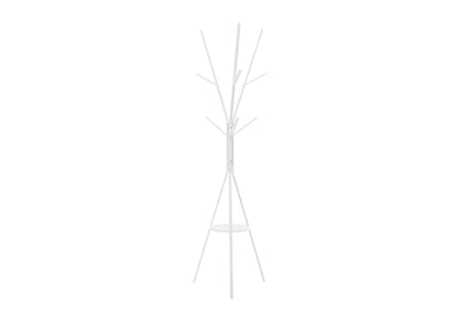 White Metal Coat Rack - 72"h, 6 Hooks, Hall Tree