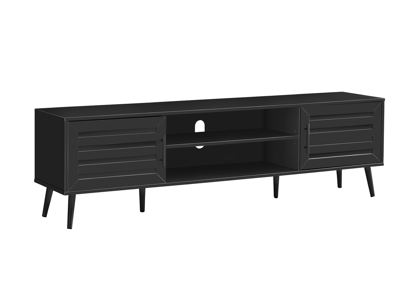 72 Inch TV Stand - Black Storage Console for Living Room