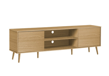 72 Inch TV Stand Natural Laminate Storage Cabinet