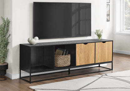 72 Inch TV Stand - Black Laminate Storage Console