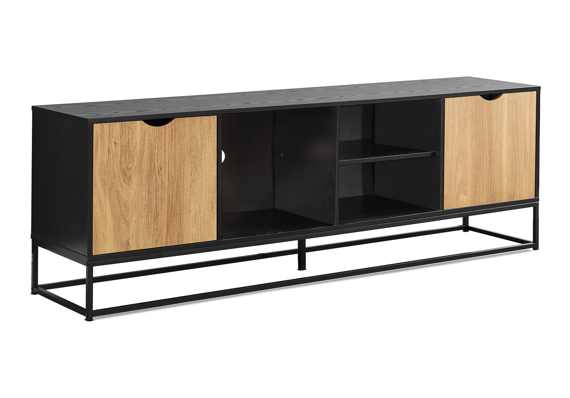 72 Inch TV Stand - Black Laminate Storage Console