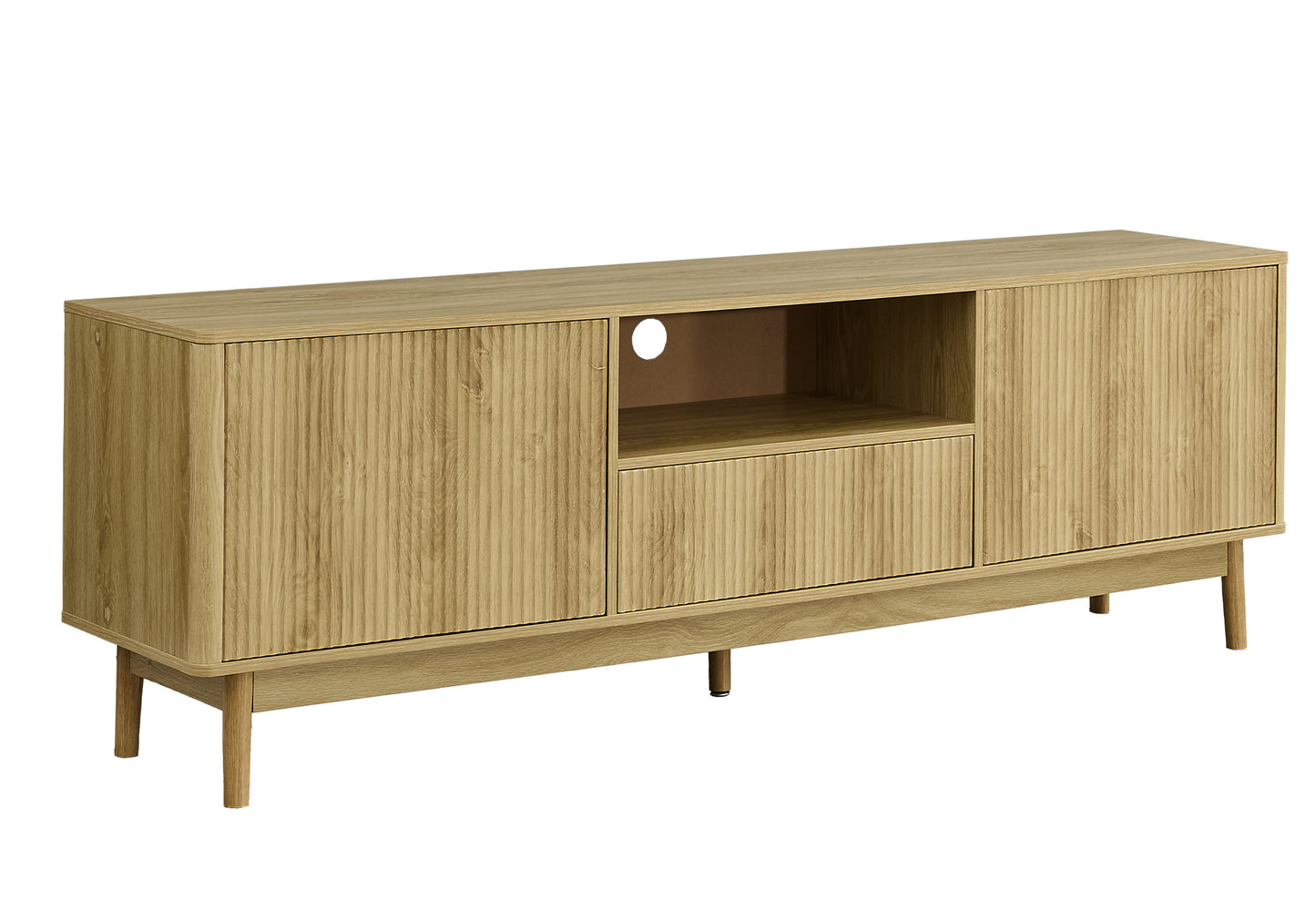 72 Inch Walnut TV Console Storage Cabinet
