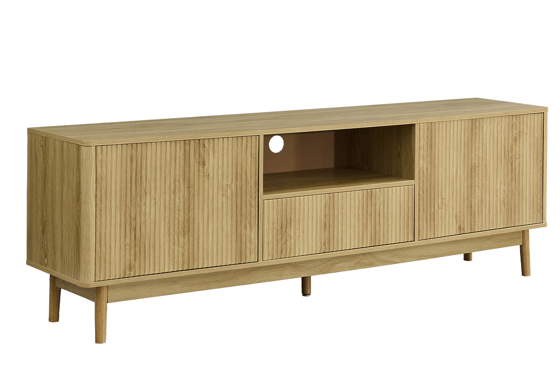 72 Inch Walnut TV Console Storage Cabinet