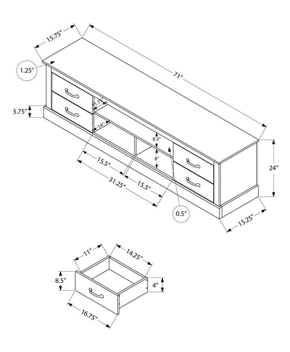 72 Inch Brown TV Stand with Storage Drawers
