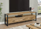 Tv Stand, 72 Inch, Console, Media Entertainment Center, Storage Drawers, Living Room, Mango Wood-look, Black Metal, Contemporary, Modern