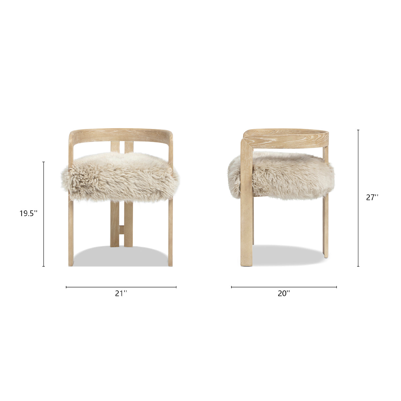 Millwick Dining Chair - Genuine Fur, Natural Blonde
