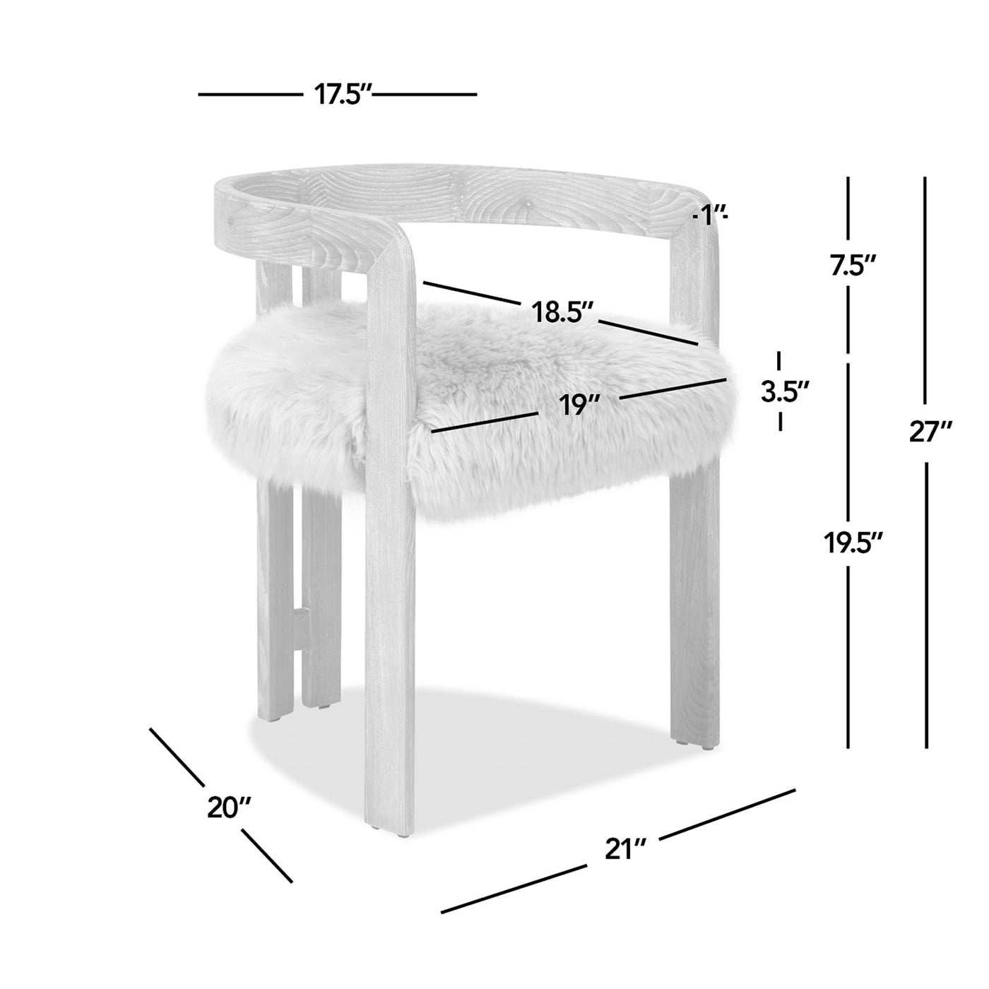 Millwick Dining Chair - Genuine Fur, Natural Blonde