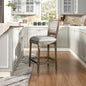 Triomphe Rattan Wicker High Back Armless Counter Bar Stool, Heathered Grey Linen