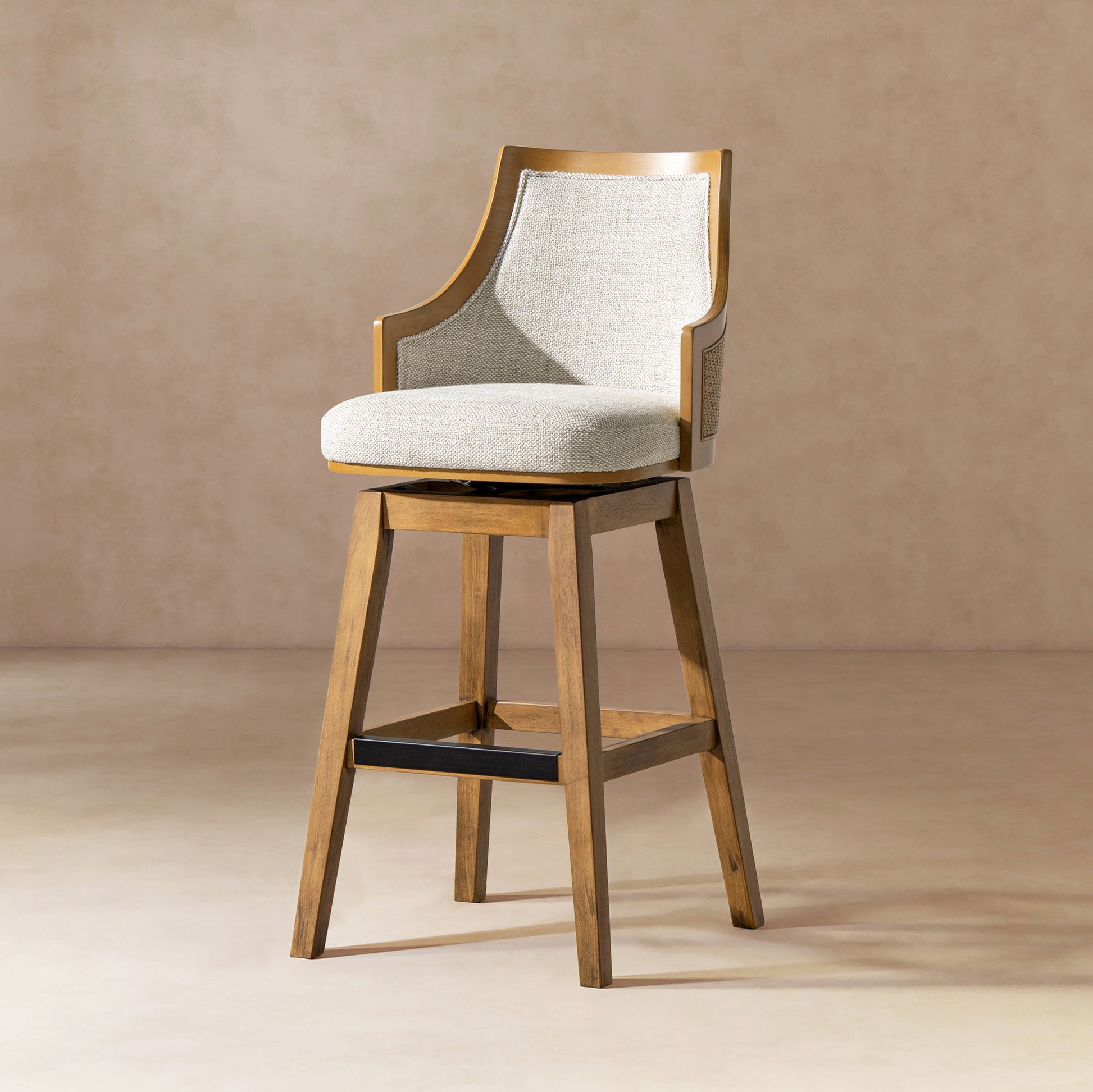 Bahama Swivel Bar Stool - Gray Cane Rattan Dining Seat