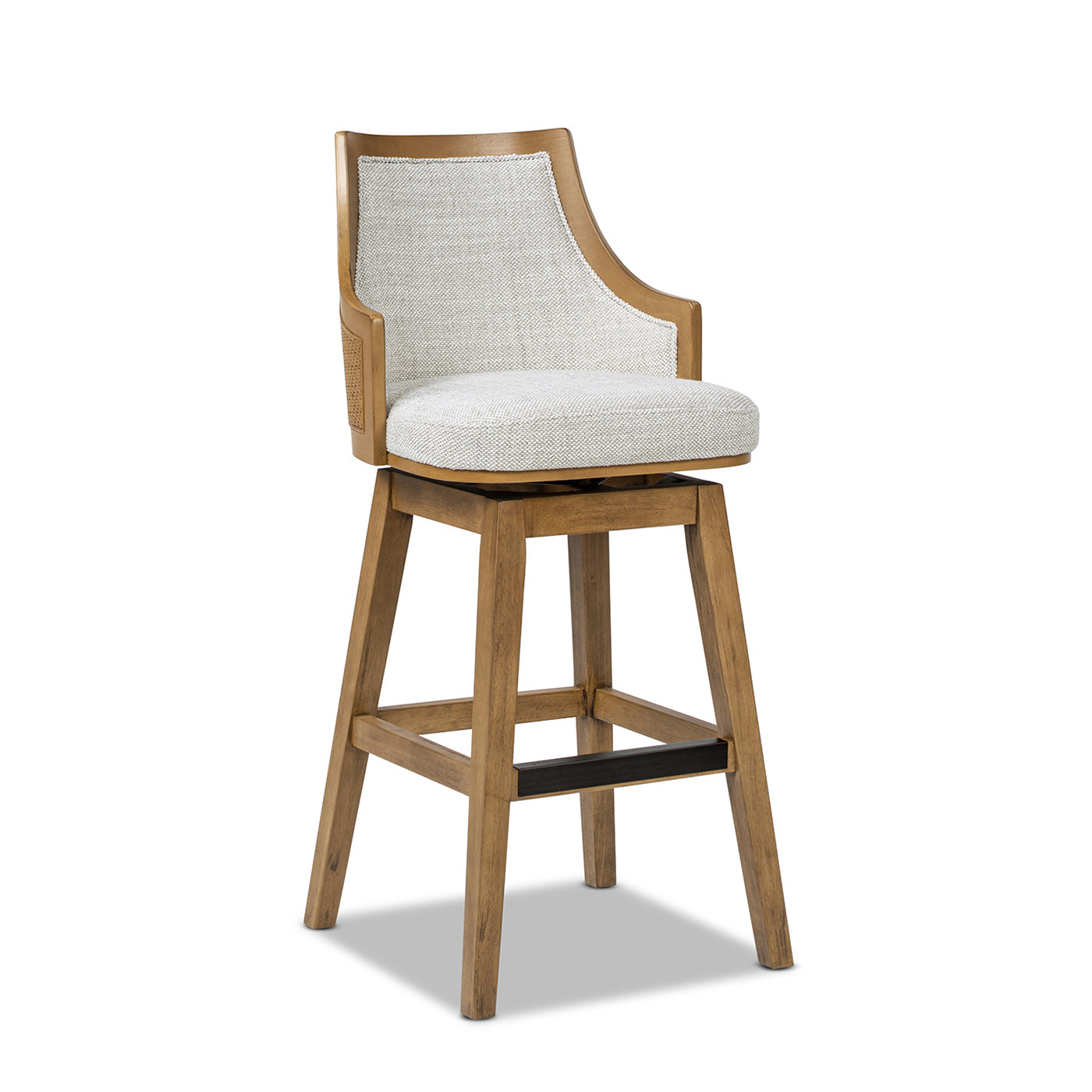Bahama Swivel Bar Stool - Gray Cane Rattan Dining Seat
