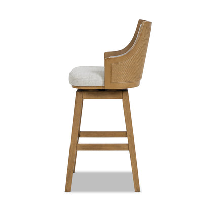 Bahama Swivel Bar Stool - Gray Cane Rattan Dining Seat