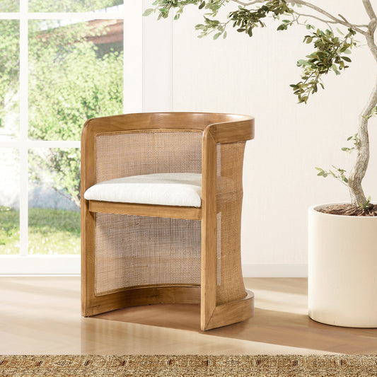 White Rattan Dining Chair - 20.5" Curved Design