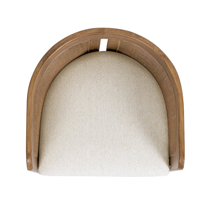 White Rattan Dining Chair - 20.5" Curved Design