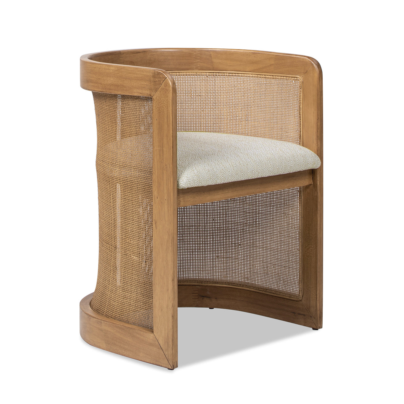 White Rattan Dining Chair - 20.5" Curved Design
