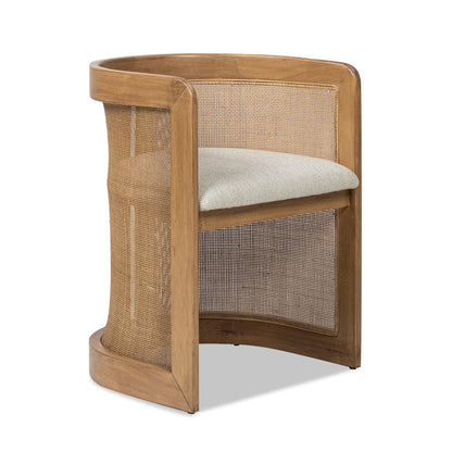 White Rattan Dining Chair - 20.5" Curved Design