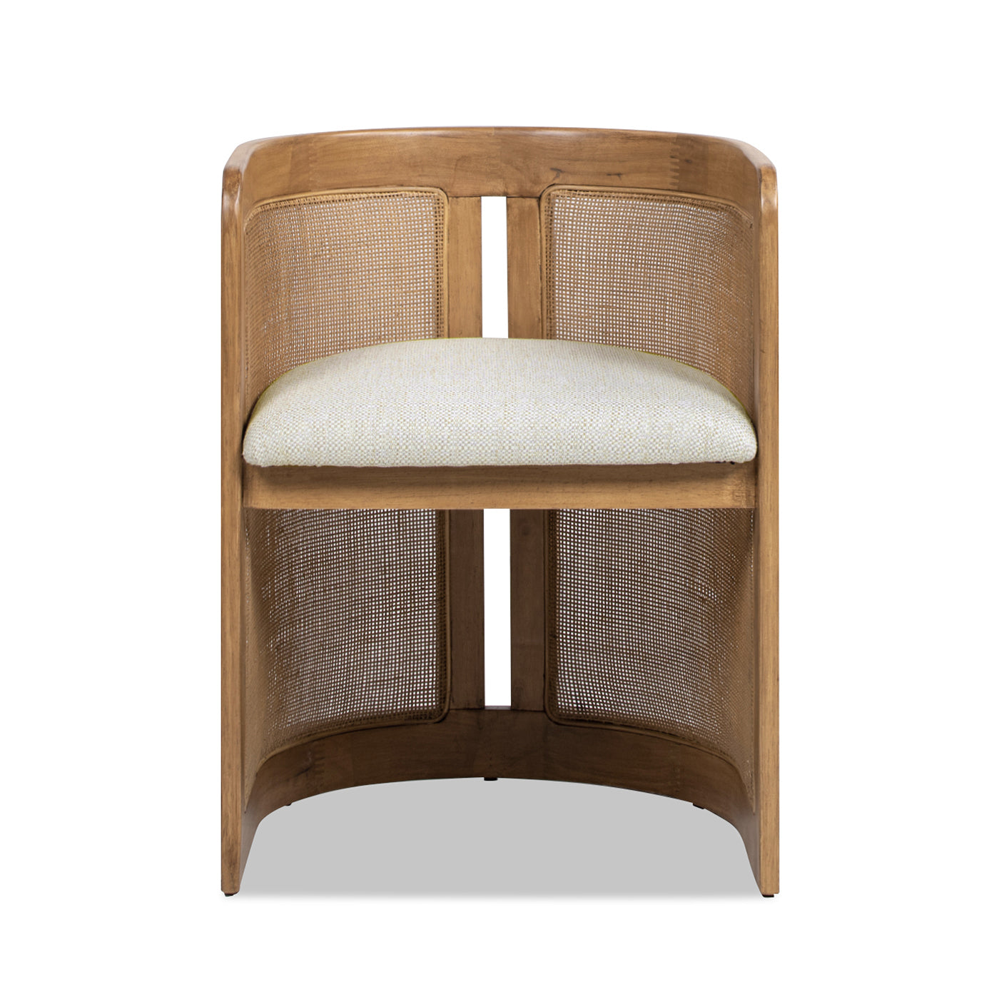 White Rattan Dining Chair - 20.5" Curved Design