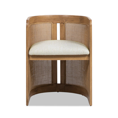 White Rattan Dining Chair - 20.5" Curved Design