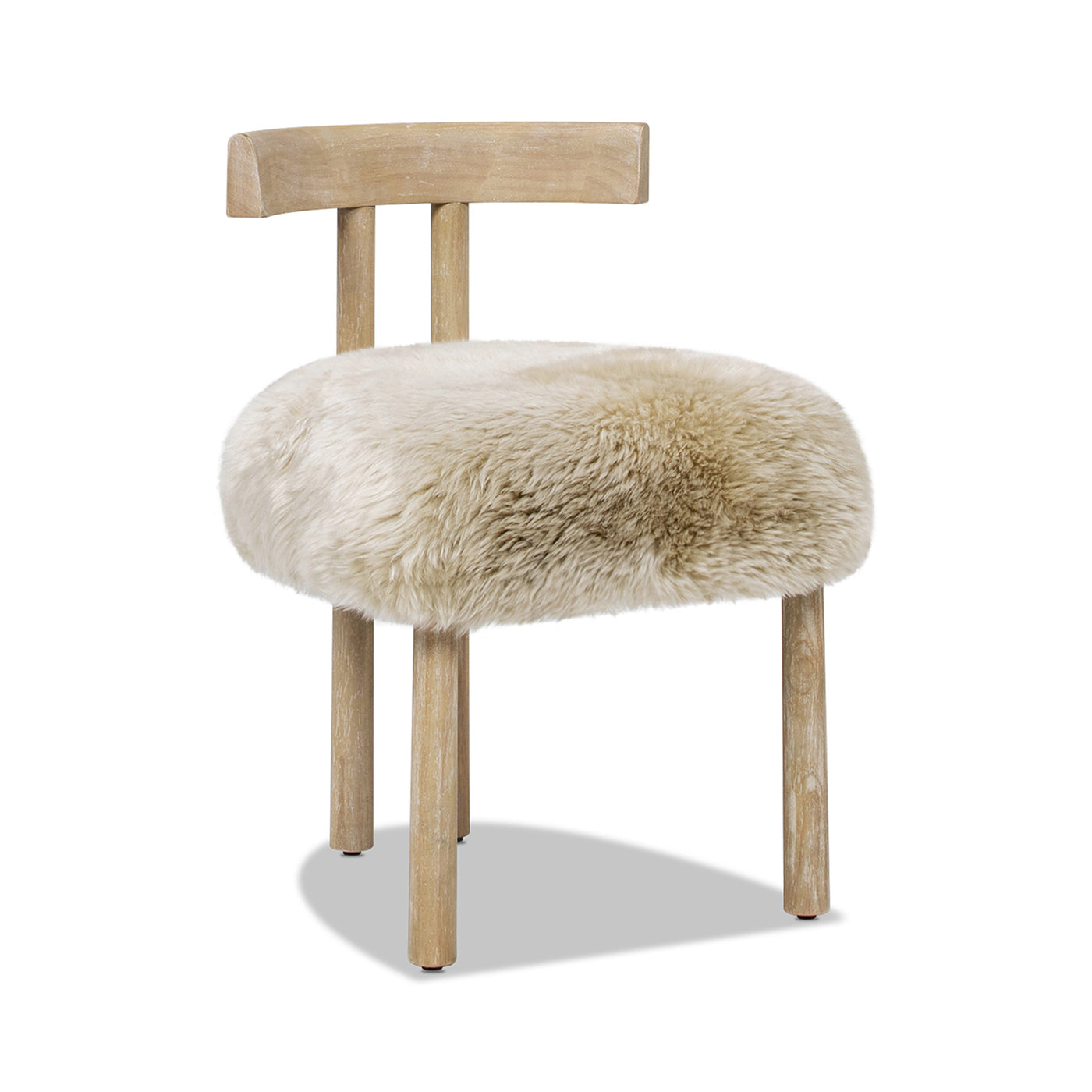Natural Sheepskin Dining Chair - 19.5" Blonde Wood Frame