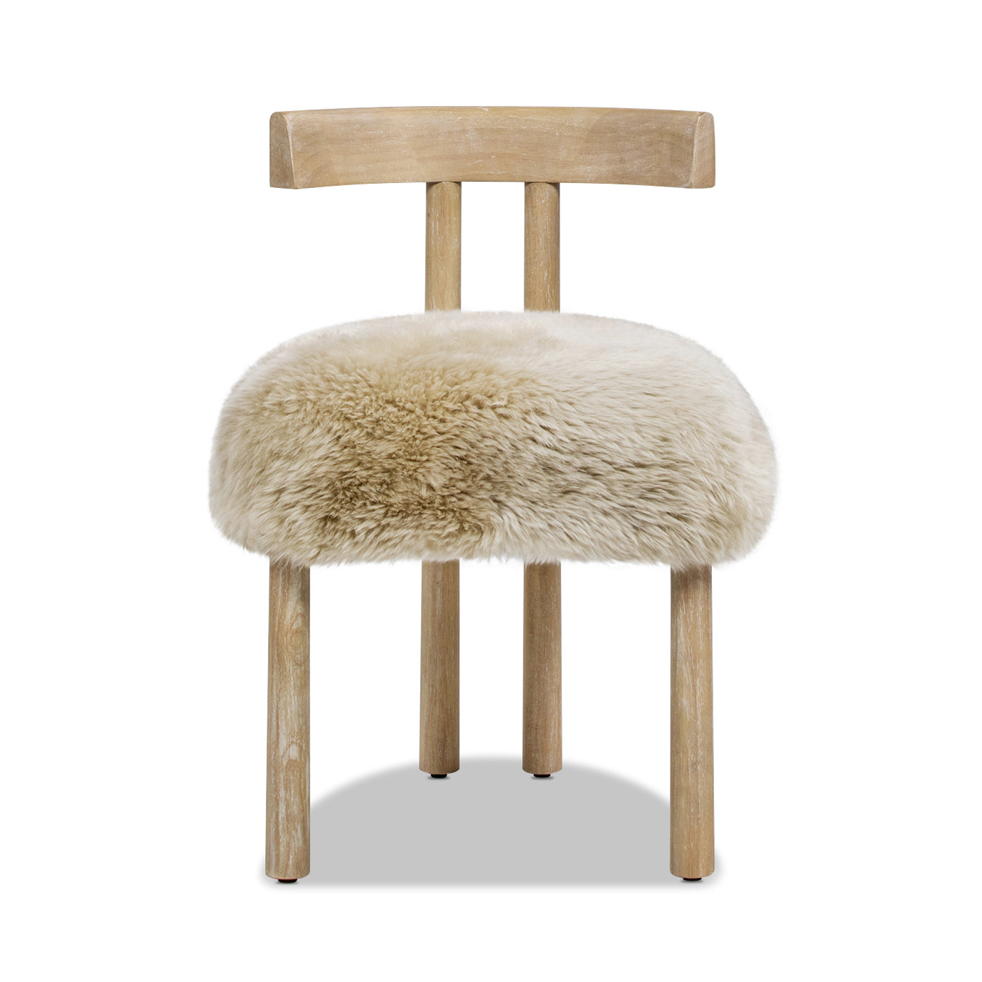 Natural Sheepskin Dining Chair - 19.5" Blonde Wood Frame
