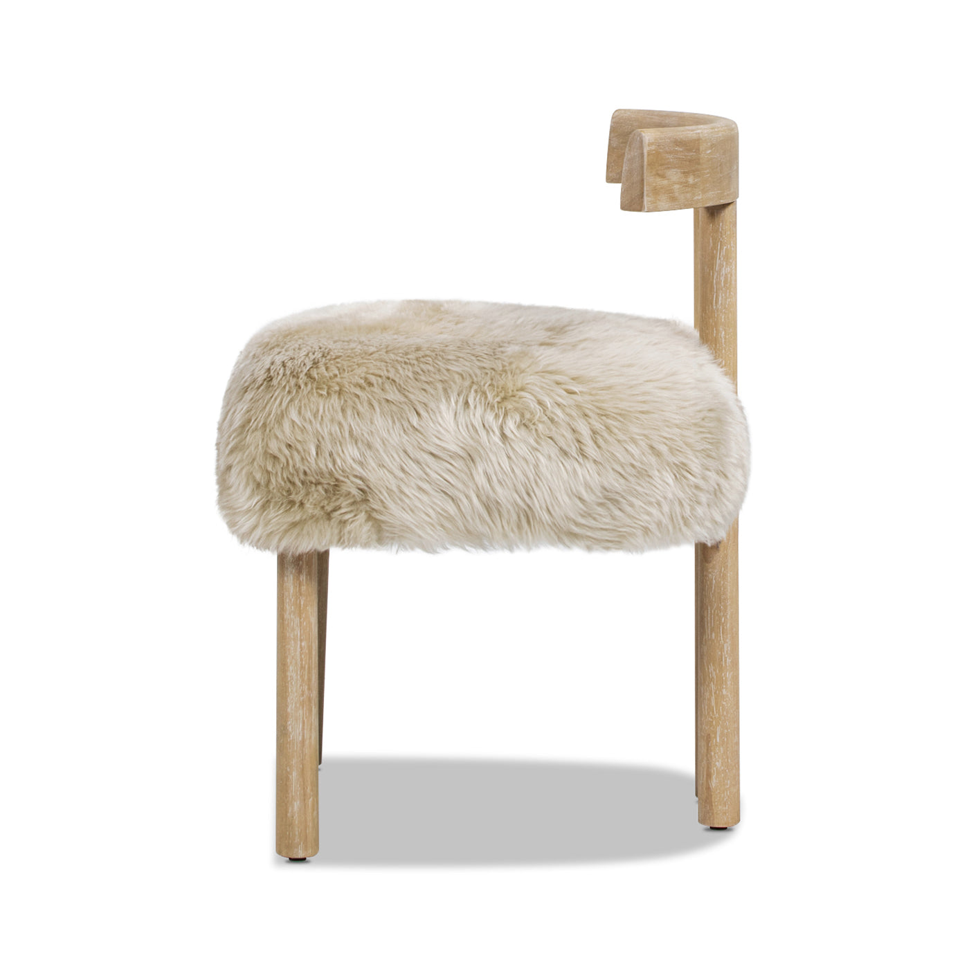 Natural Sheepskin Dining Chair - 19.5" Blonde Wood Frame