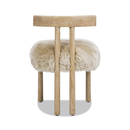 Natural Sheepskin Dining Chair - 19.5" Blonde Wood Frame