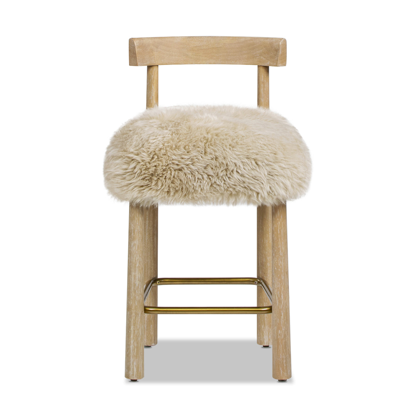 Natural Fur Bar Stool - Counter Height - 20" x 19" x 37"