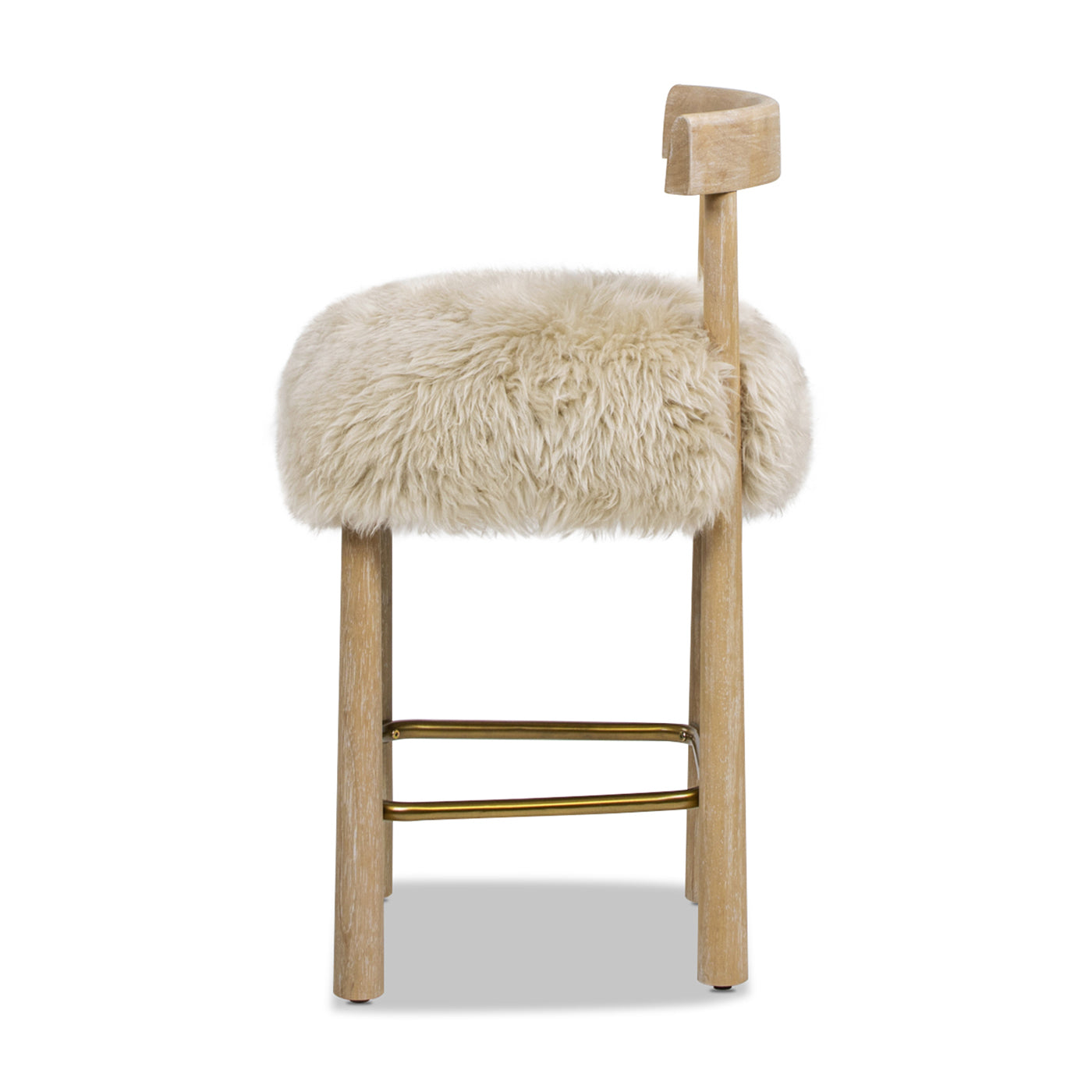 Natural Fur Bar Stool - Counter Height - 20" x 19" x 37"