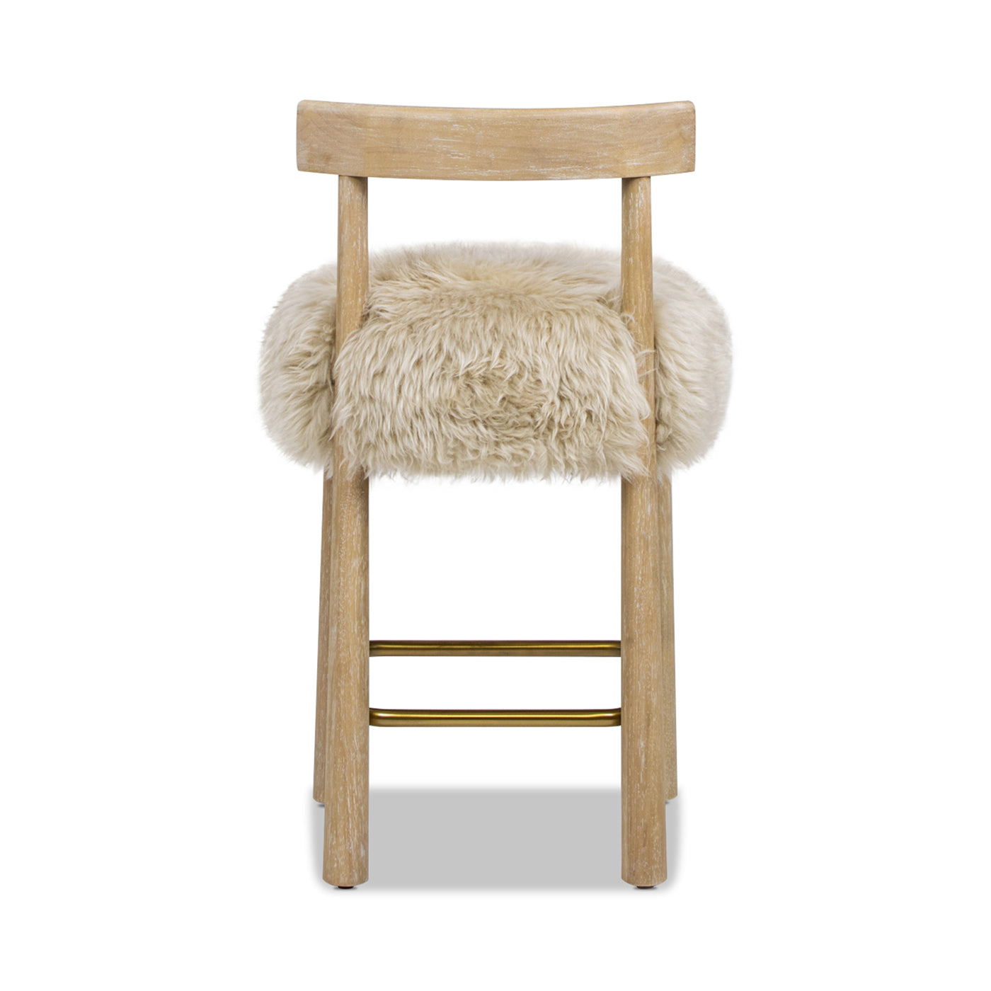 Natural Fur Bar Stool - Counter Height - 20" x 19" x 37"
