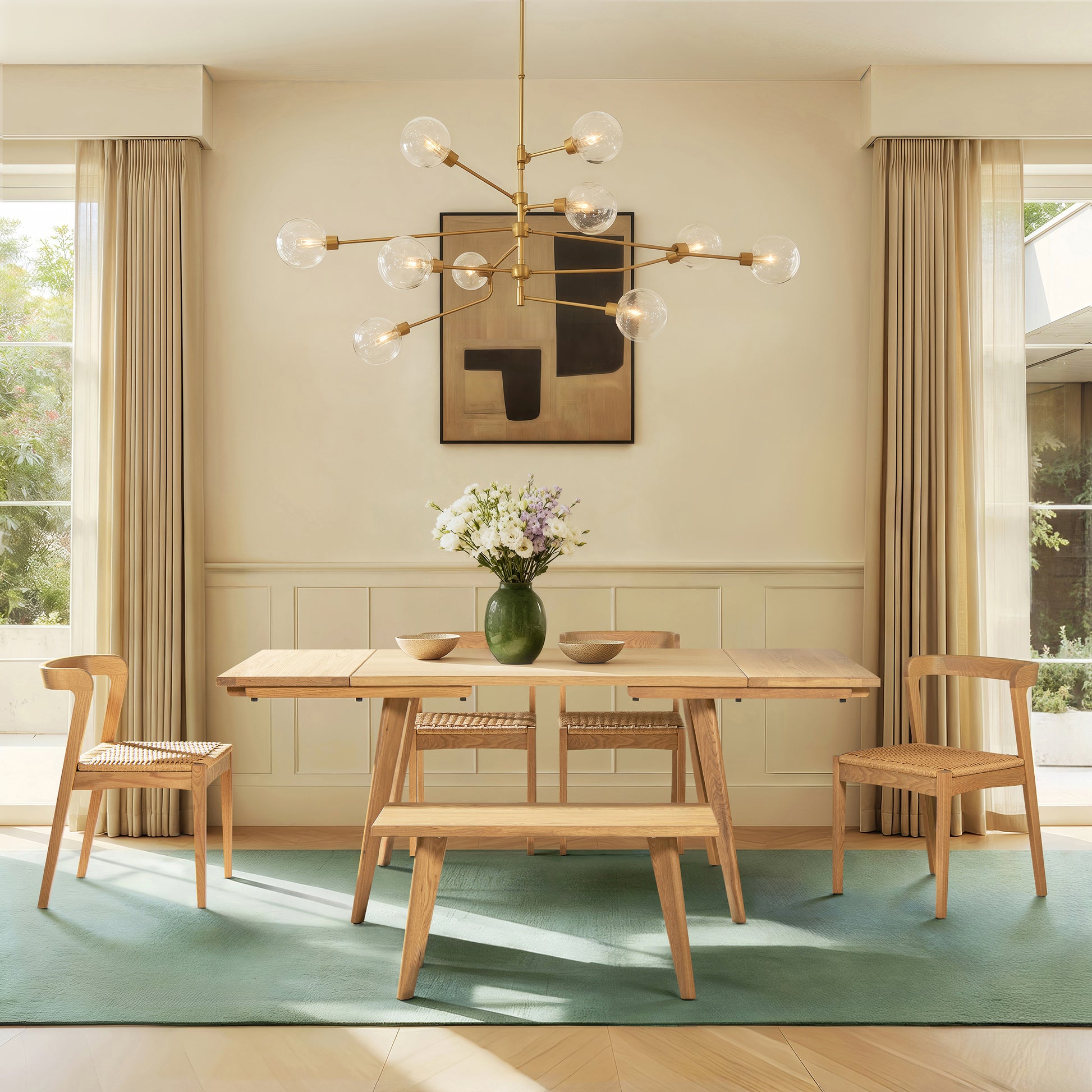 Capri Solid Oak Extendable Dining Table - 4-6 Seats Natural Brown