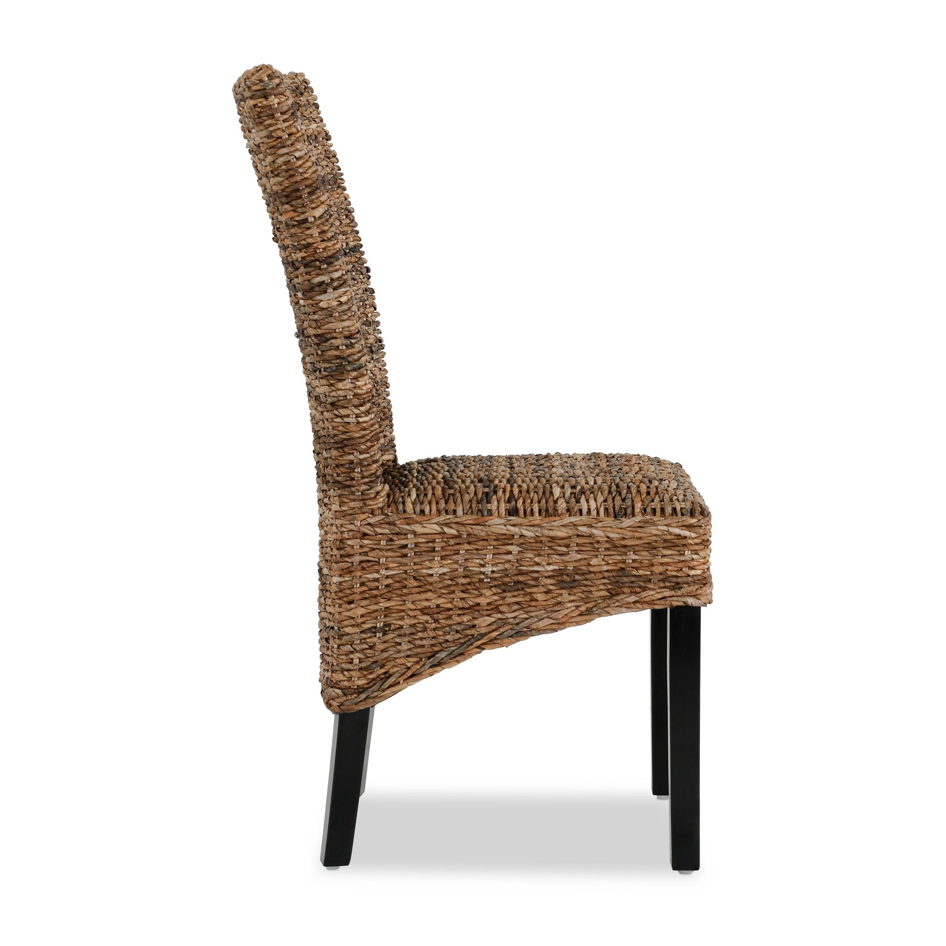 Rustic Wood Rattan Dining Chairs Set of 2 for Kitchen