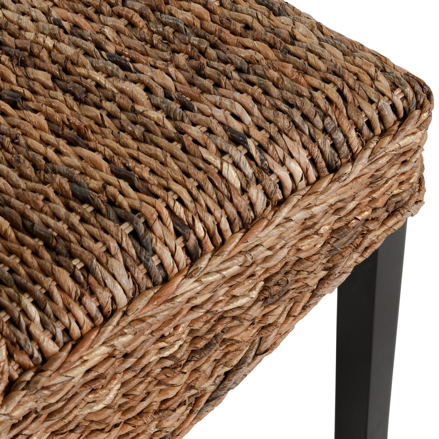 Rustic Wood Rattan Dining Chairs Set of 2 for Kitchen