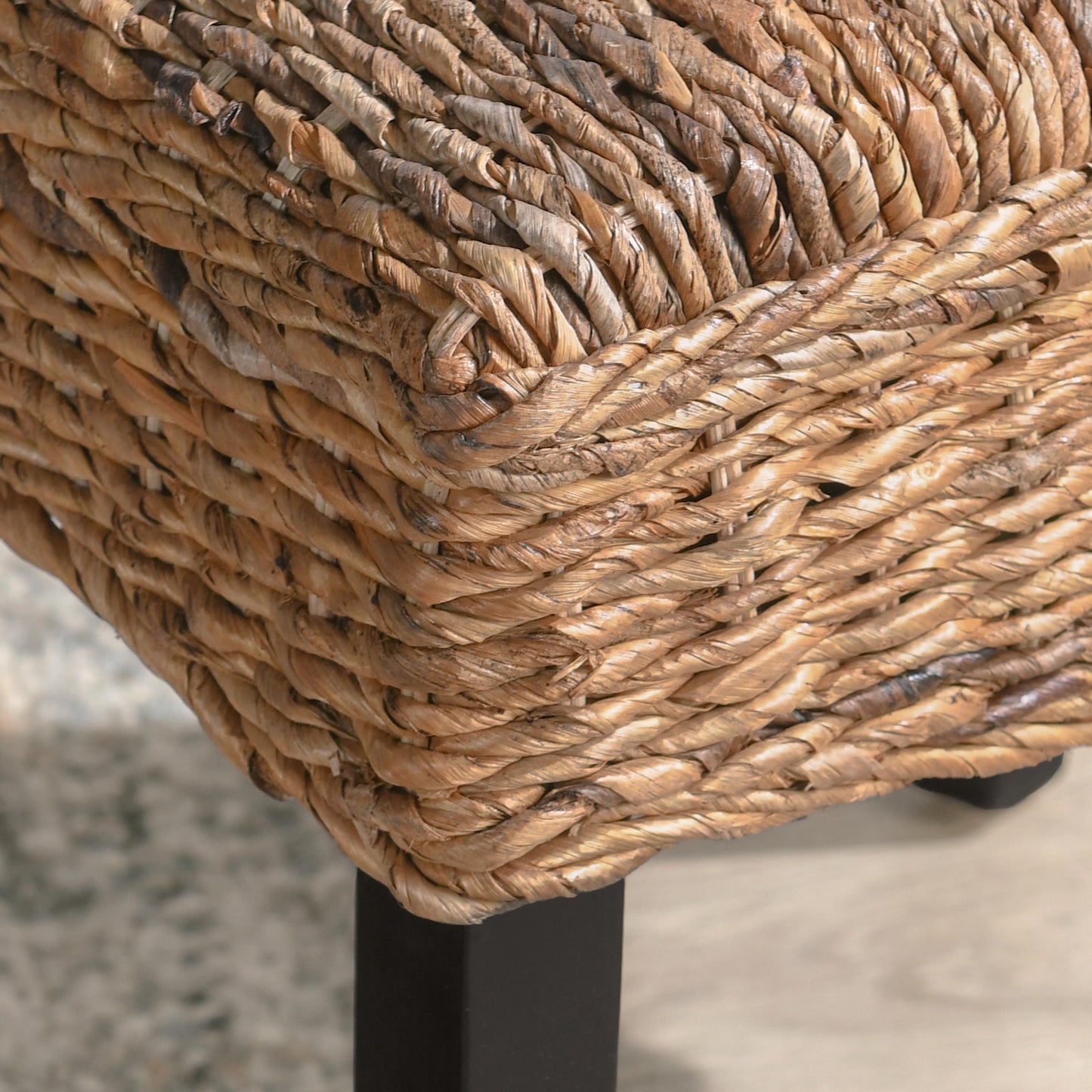 Rustic Wood Rattan Dining Chairs Set of 2 for Kitchen