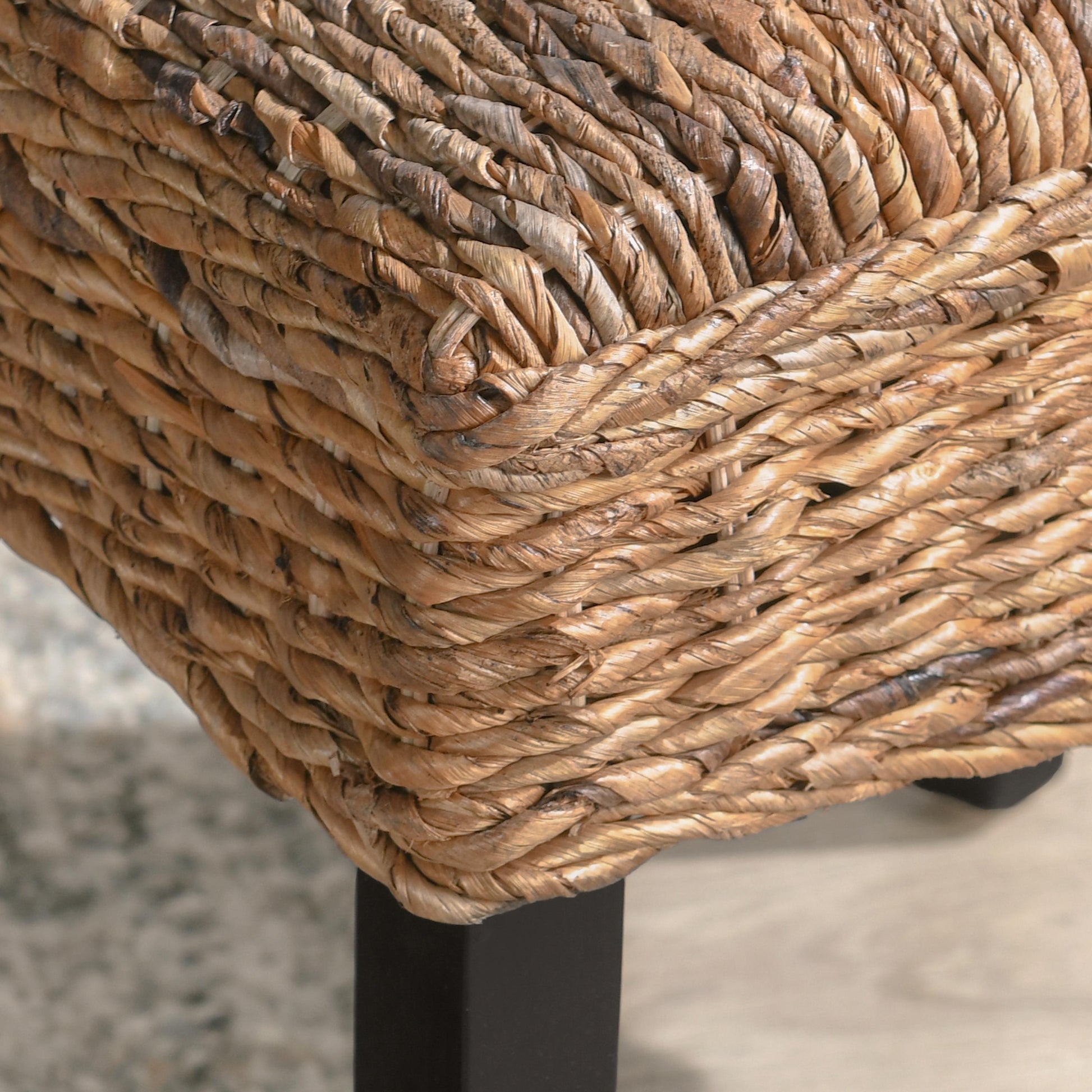 Rustic Wood Rattan Dining Chairs Set of 2 for Kitchen
