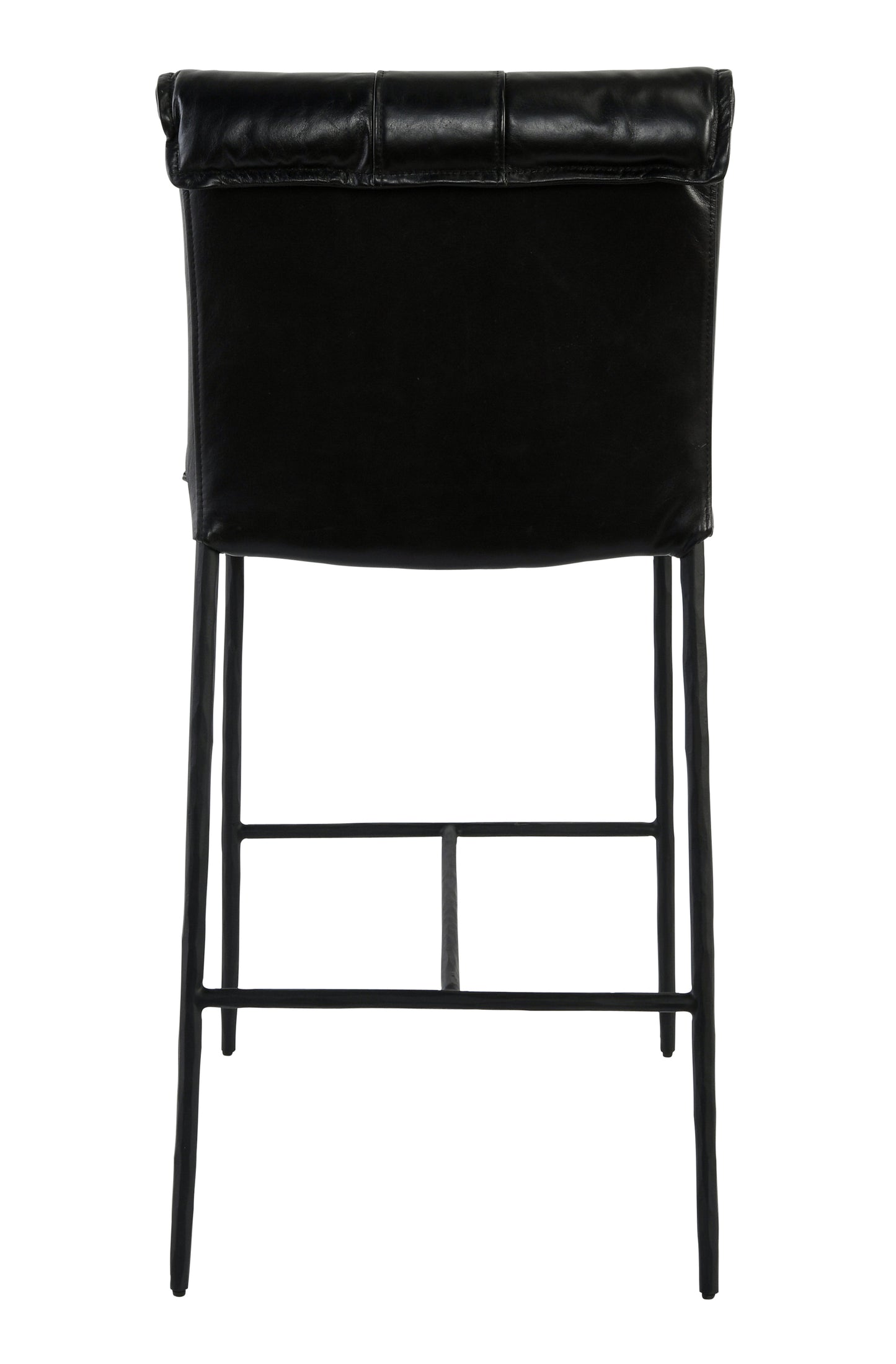 Black Iron Hammered Leather Dining Room Stool for Kitchen Seating