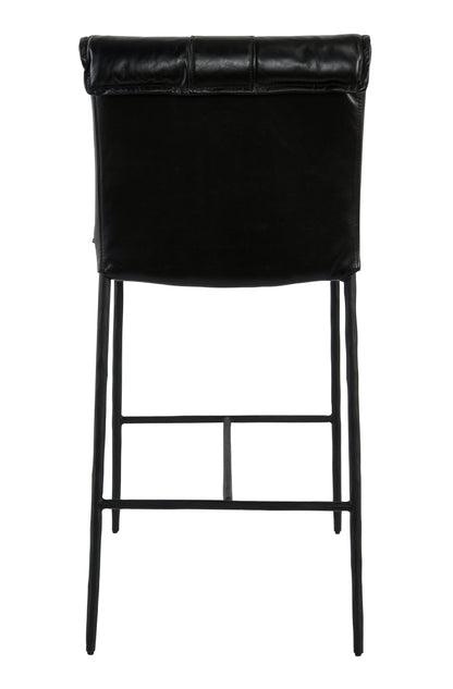 Black Iron Hammered Leather Dining Room Stool for Kitchen Seating