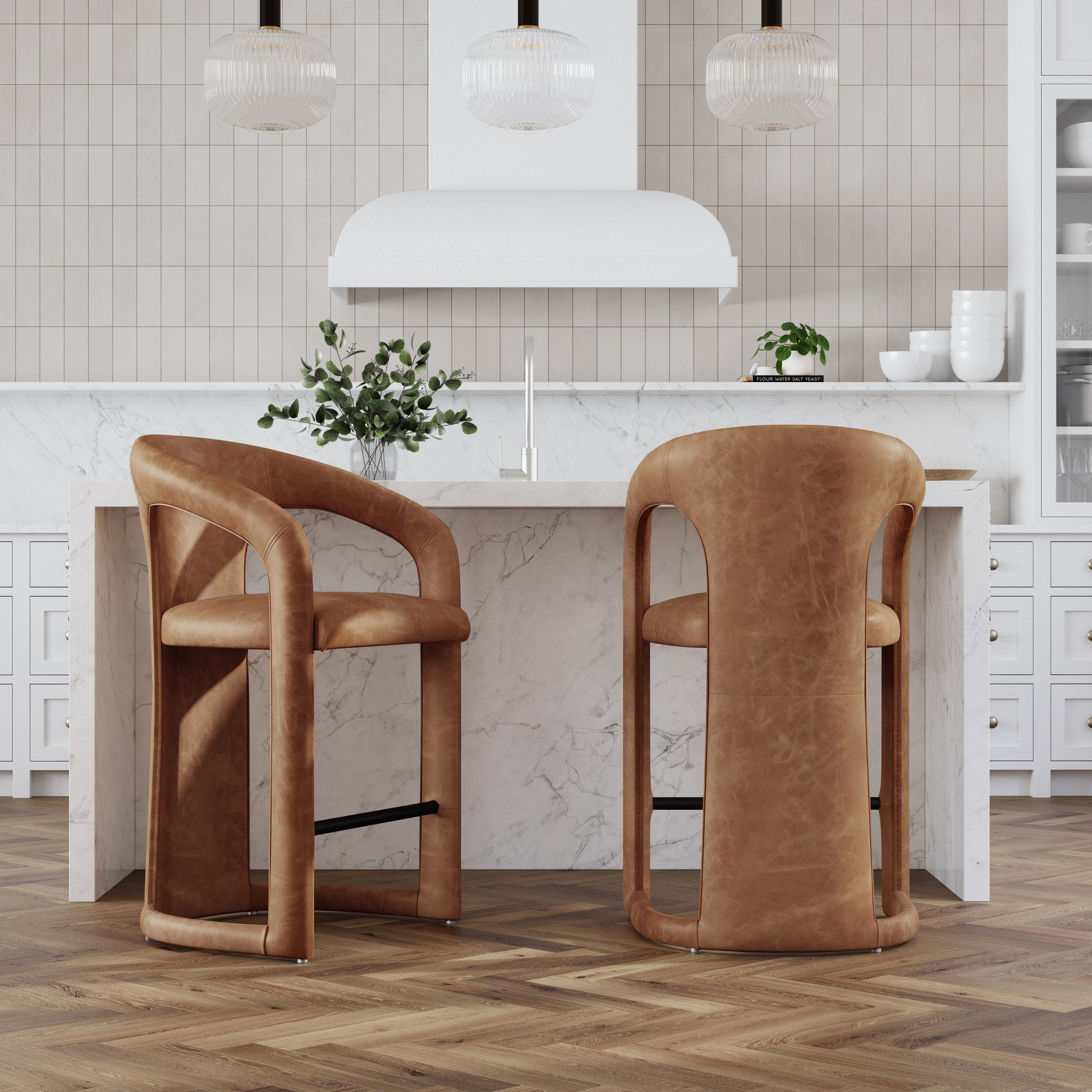 Brown Stainless Steel Counter Stool for Kitchen Storage Dining Room