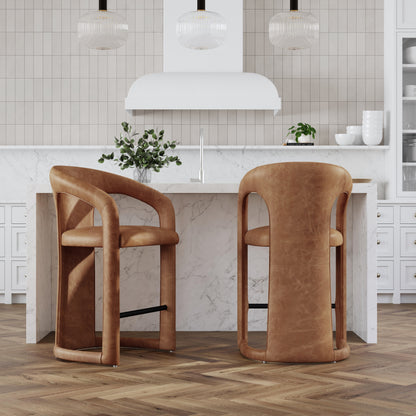 Brown Stainless Steel Counter Stool for Kitchen Storage Dining Room