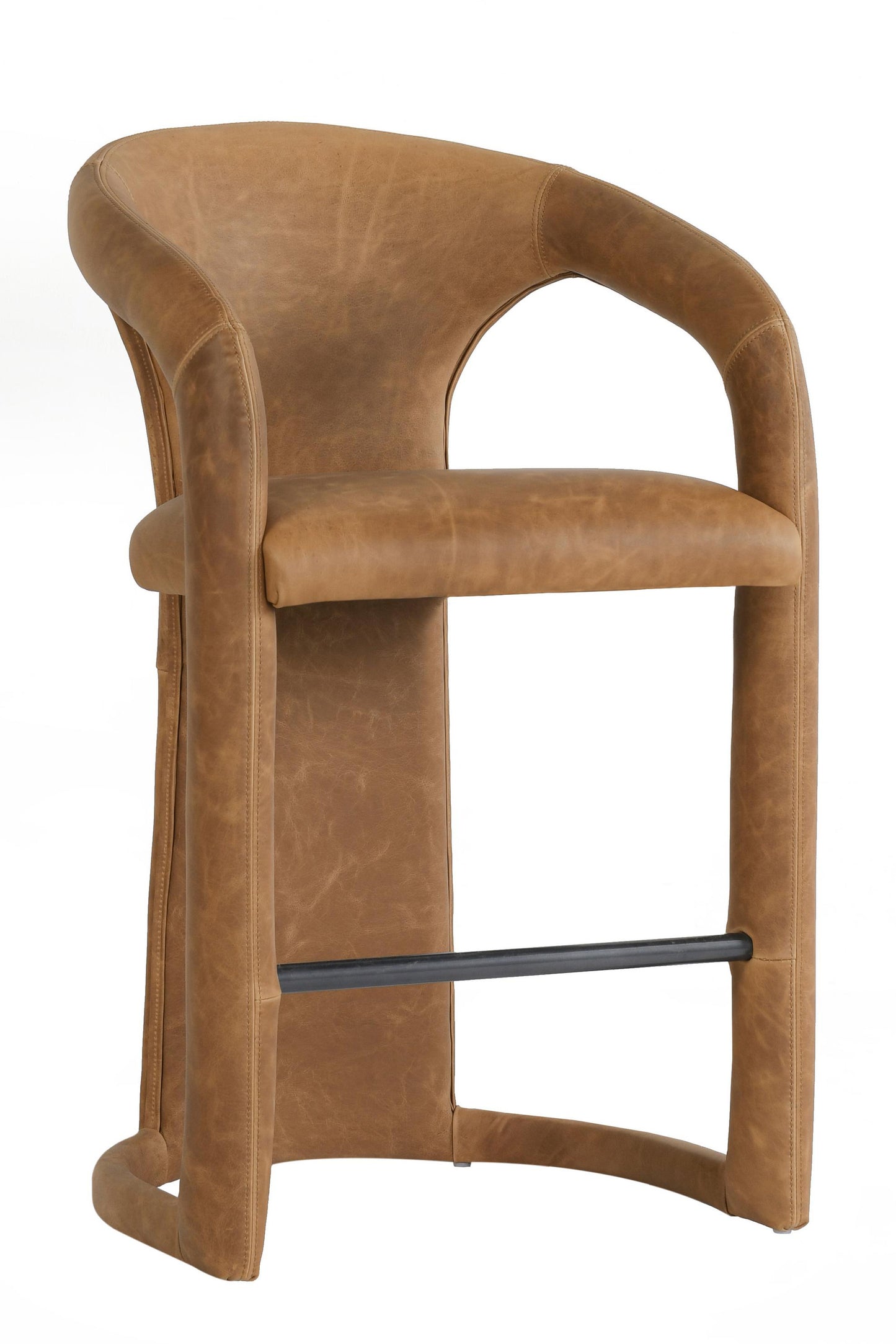 Archie Distressed Leather 26" Counter Stool Maple Brown