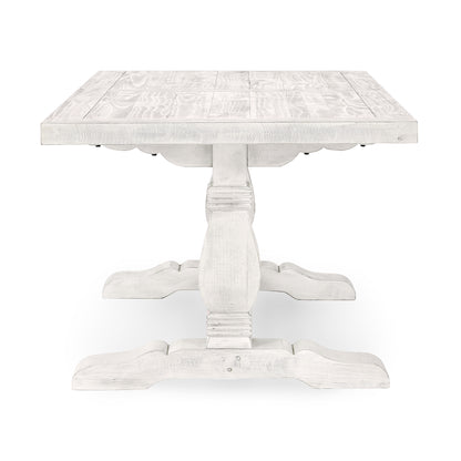 Caleb 78" Dining Table Distressed Ivory - Perfect for Farmhouse Meals