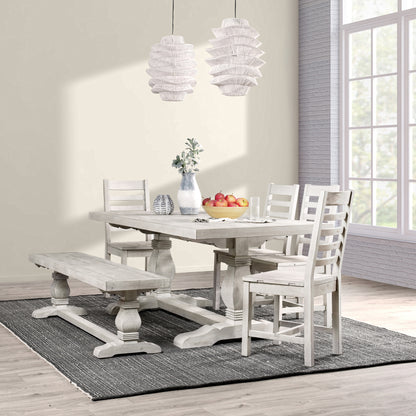 Caleb 78" Dining Table Distressed Ivory - Perfect for Farmhouse Meals