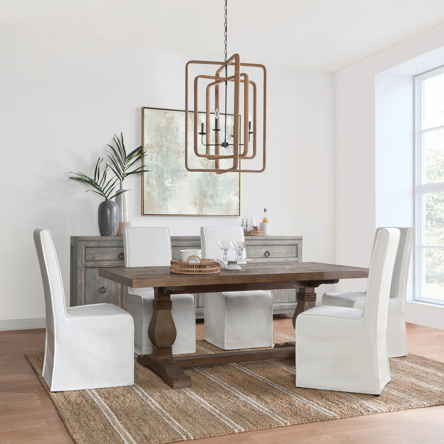 Antique Brown Pine Dining Table for Kitchen and Dining Room
