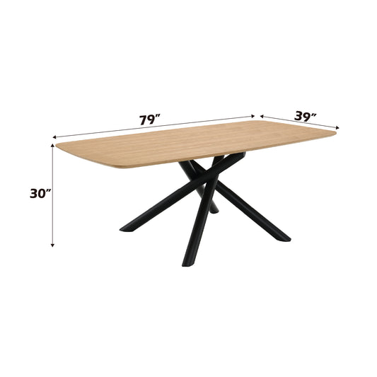 Natural & Black Dining Table Set - 39" Rectangular