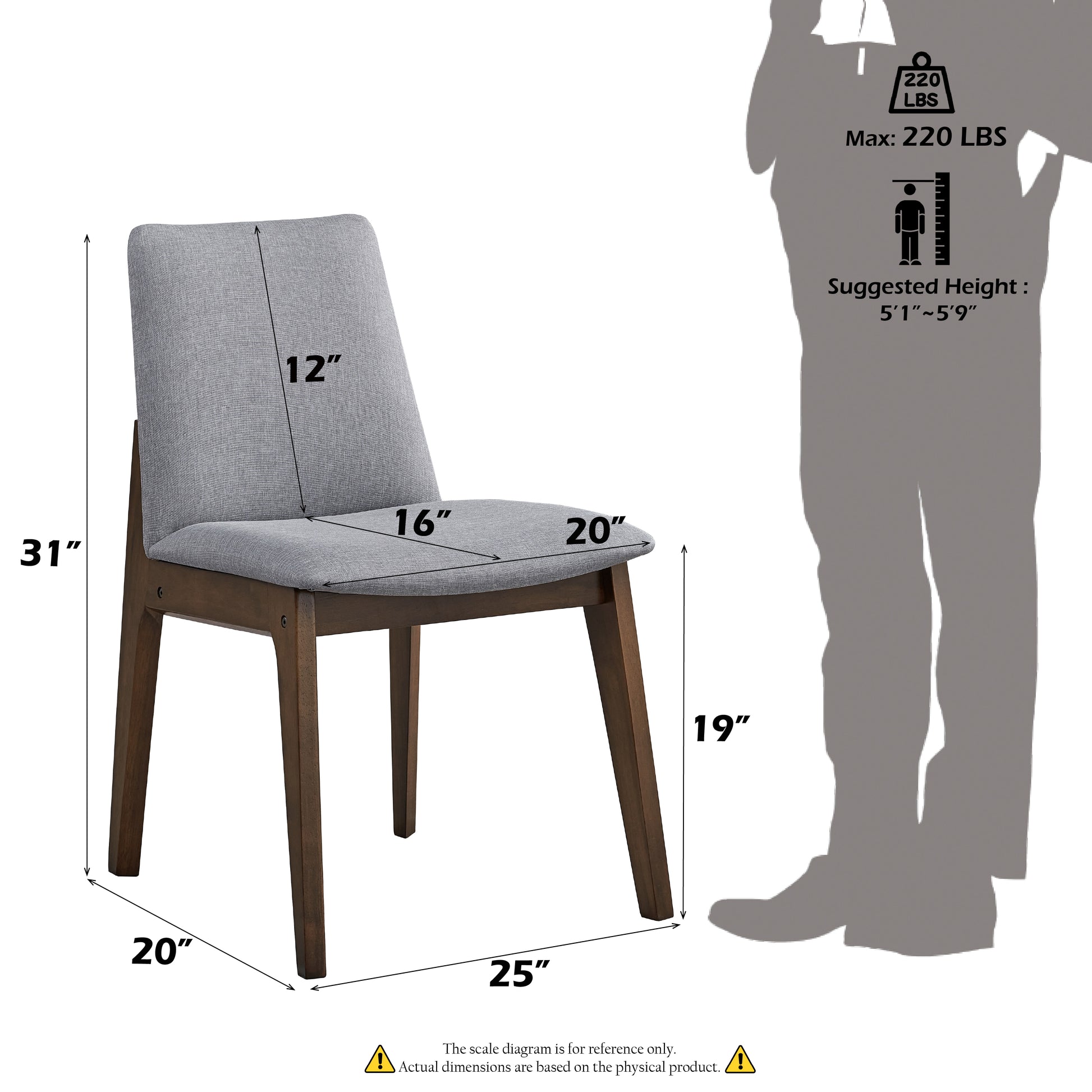 Light Gray Side Chair - Modern Dining Seat for Dining Room
